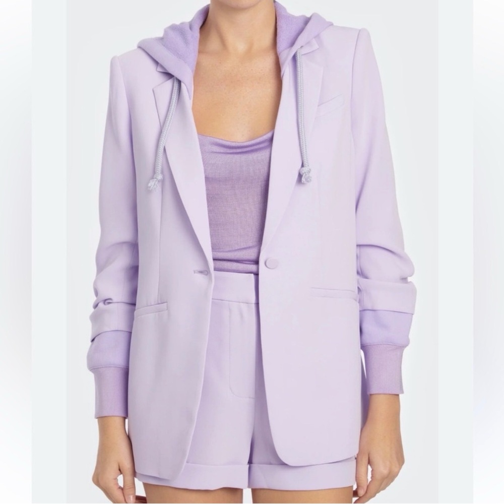cinq a sept Lavender Hooded Khloe Blazer